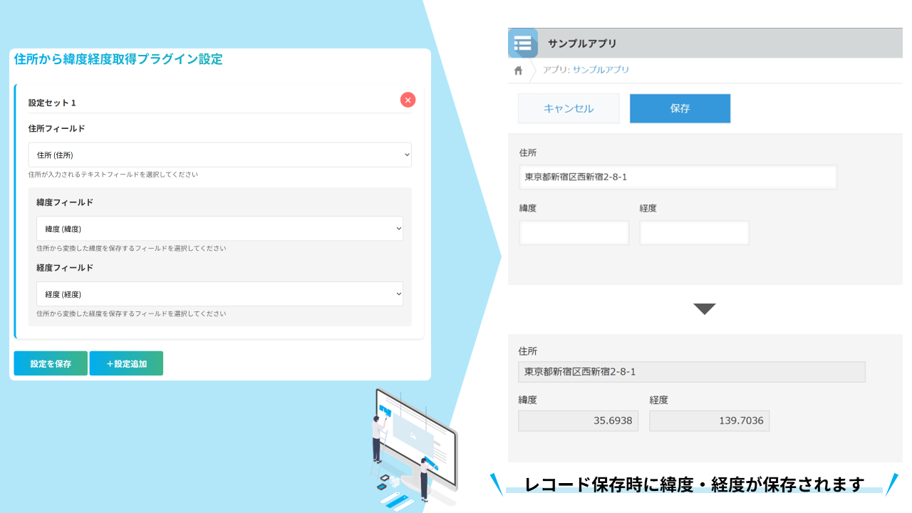 住所から緯度経度取得プラグイン